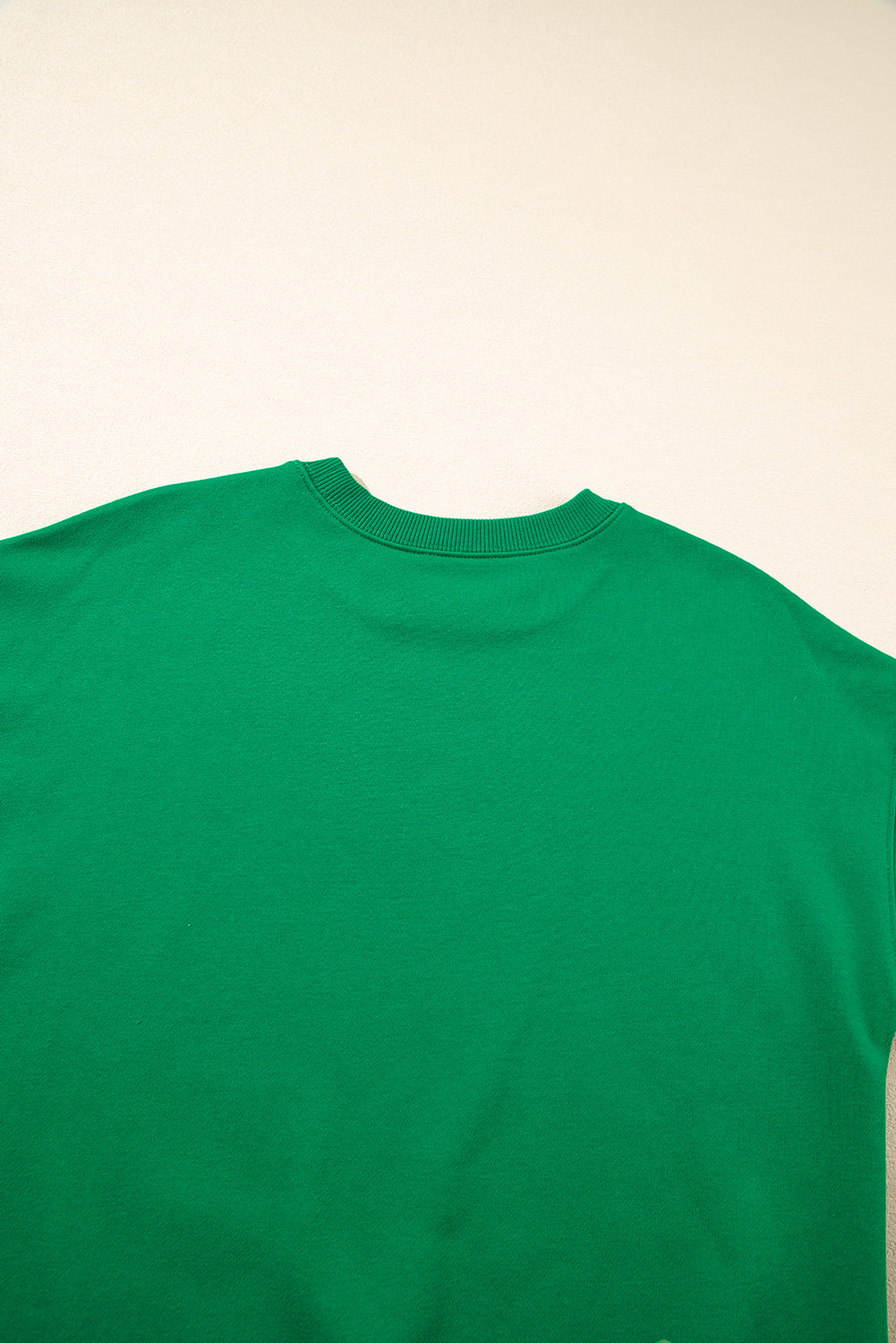 Dark Green Solid Classic Crewneck Pullover Sweatshirt eAura