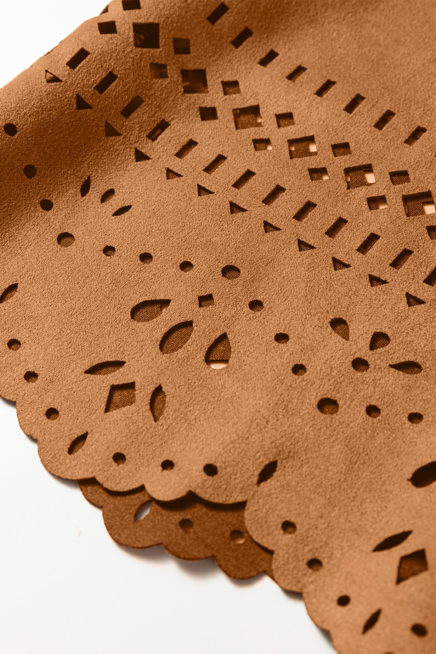 Faux Suede Hollowed Detail Retro Style Jacket - eAura