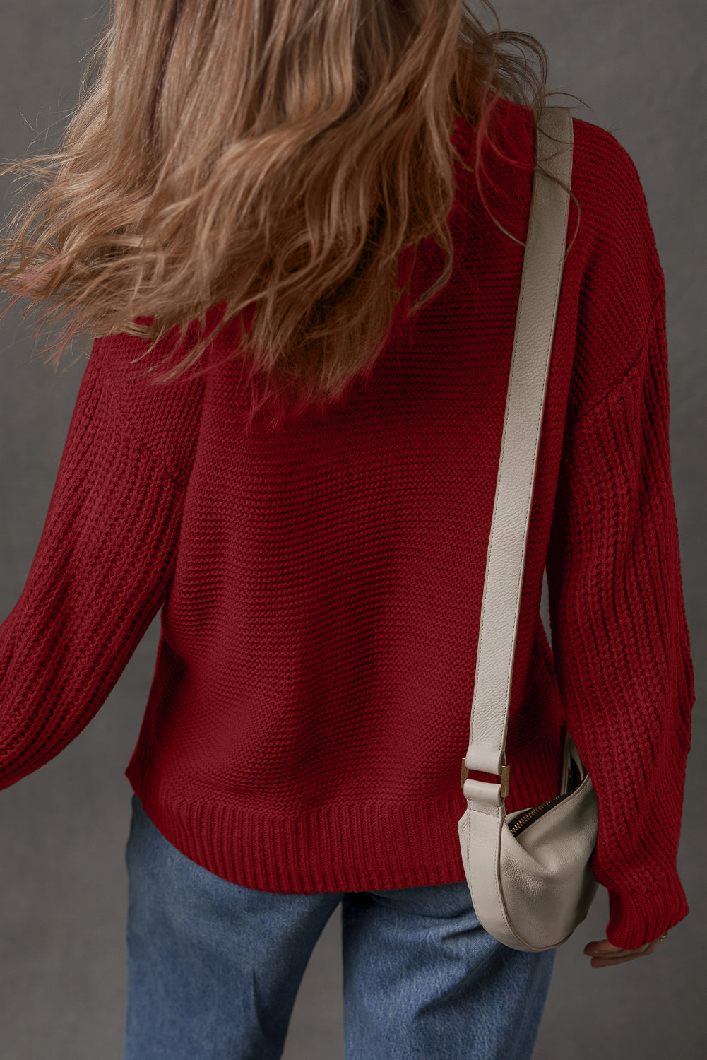 Front Seam Drop Shoulder Loose Sweater - eAura