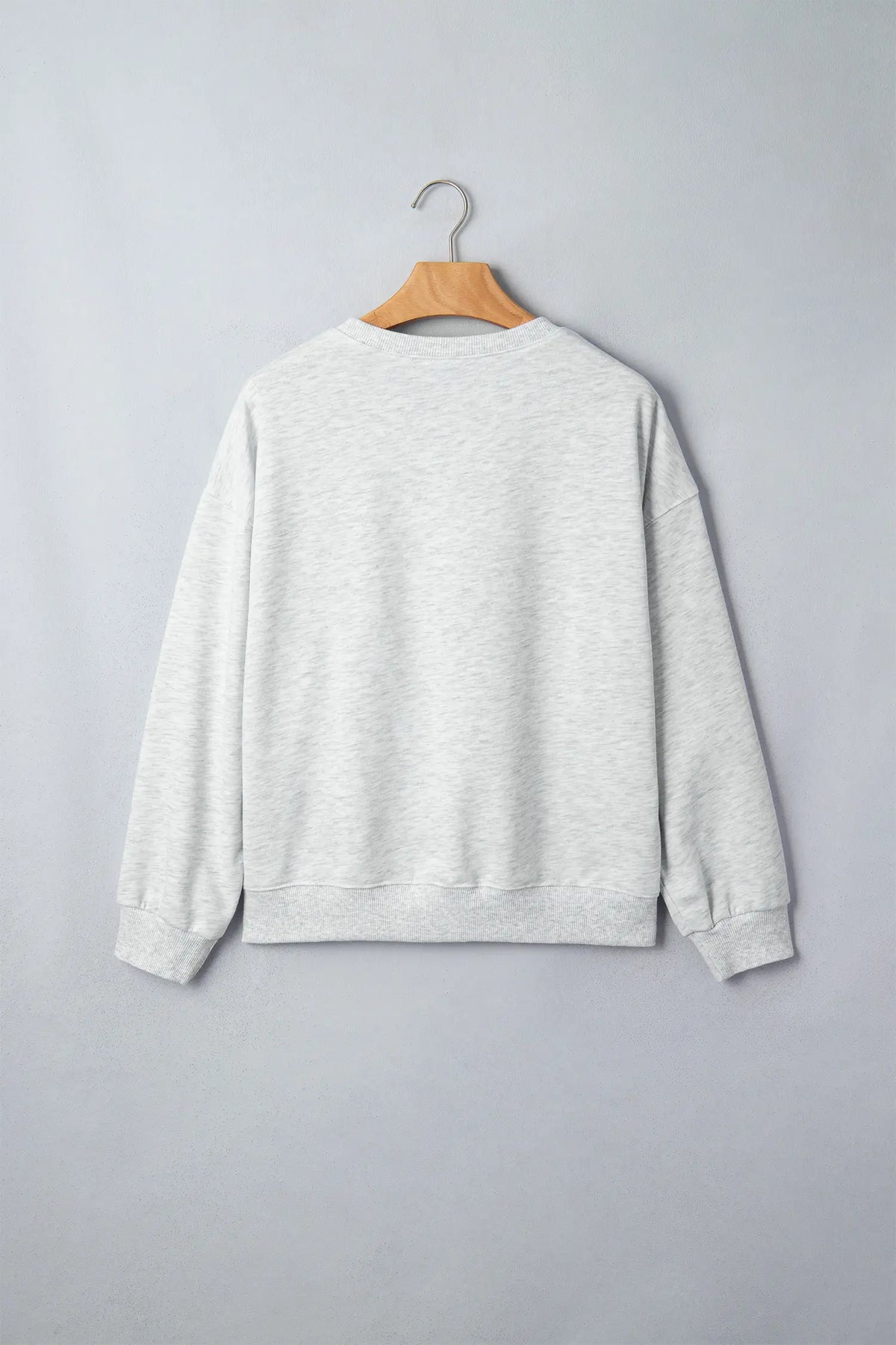 Game Day Letter Embroidery Long Sleeve Round Neck Sweatshirt – Light Grey