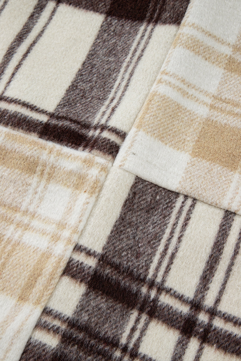 Multicolour Plaid Patchwork Side Pockets Buttoned Shacket - eAura