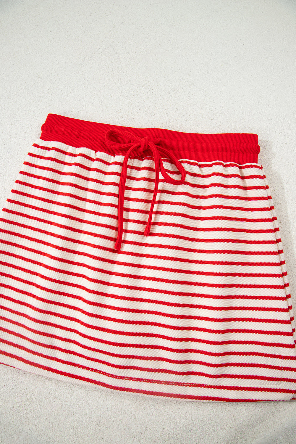 Stripe Collared V-Neck Drop Shoulder Pullover and Skort 2pcs Co-ord - eAura