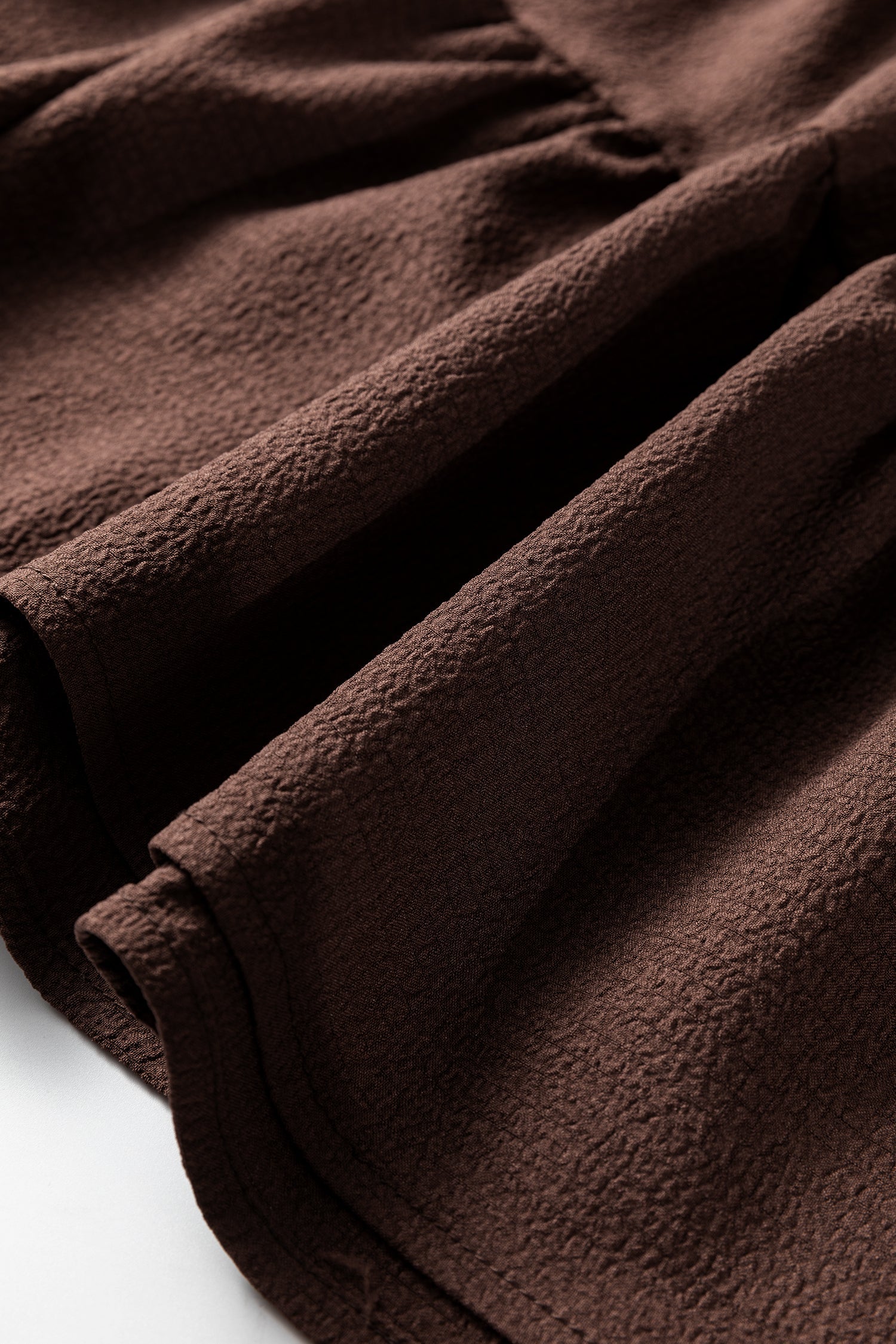 Plus Size Frilled Trim V-Neck Puff Sleeve Textured Mini Dress - eAura