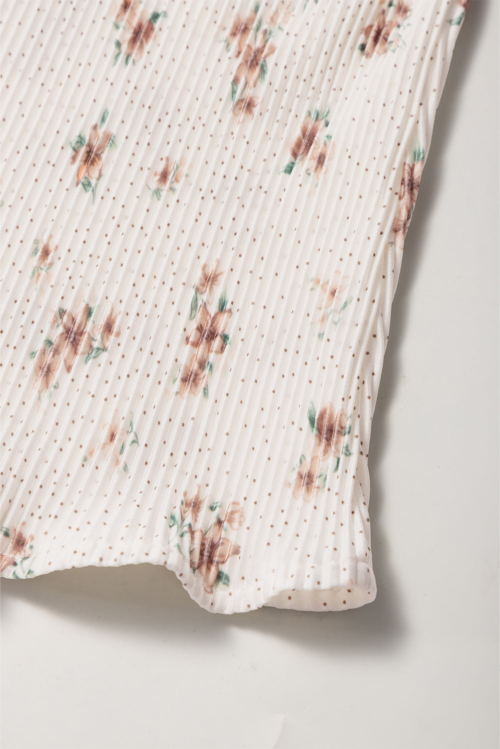 White Floral Pleated Big Bow Back Spaghetti Straps Vest Top eAura