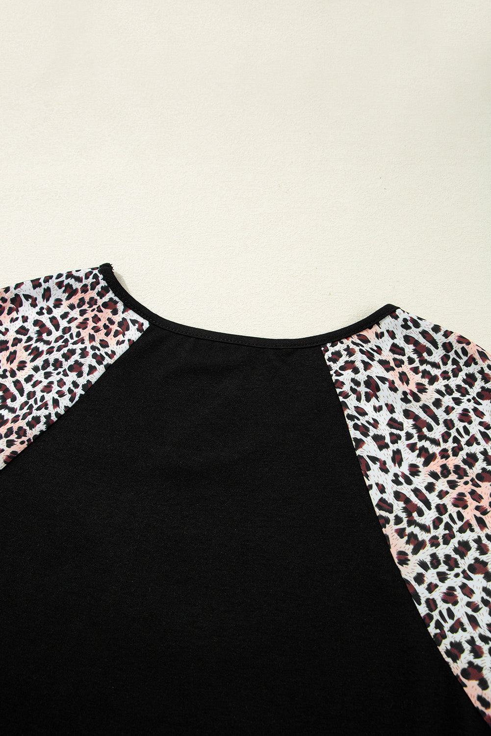 Black Leopard Ruffle Patchwork Sleeve Plus Size Summer Top BB Fashion Outlet
