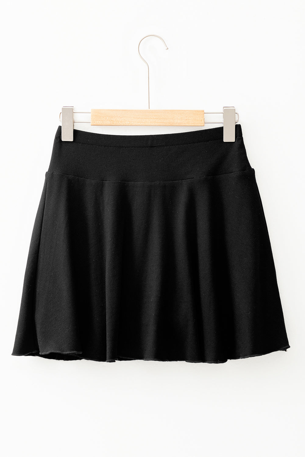 Black A-line Draped High Waist Phone Pocket Lined Skort eAura
