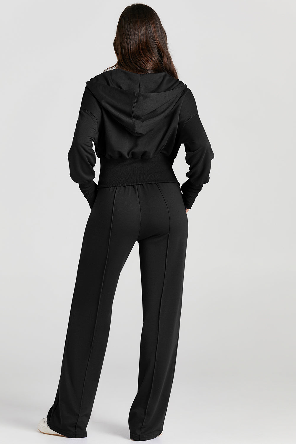 Black Double Zipper Hooded Jacket and Sweatpants Active Set Dear-Lover Dropshipping