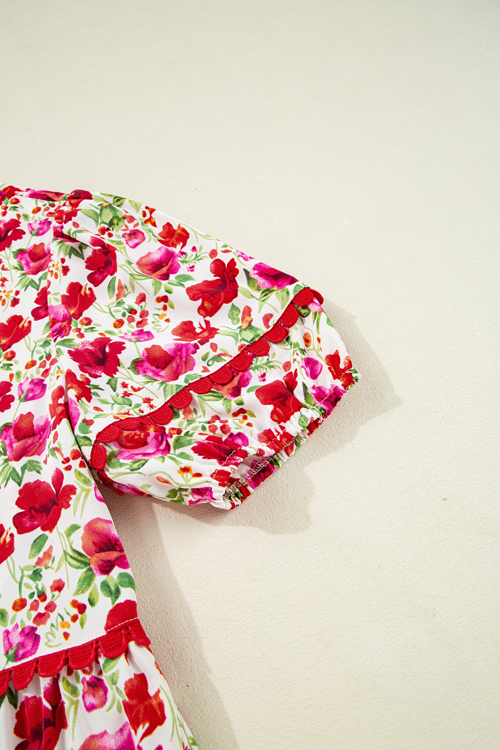 Puff Sleeve Tiered Ric Rac Pocketed Mini Dress eAura