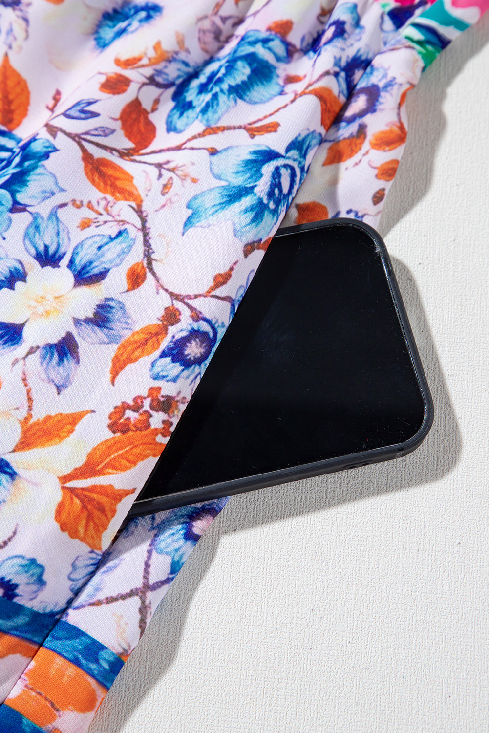 Sky Blue Mixed Floral Print Tie Split Neck Short Sleeve Dress eAura