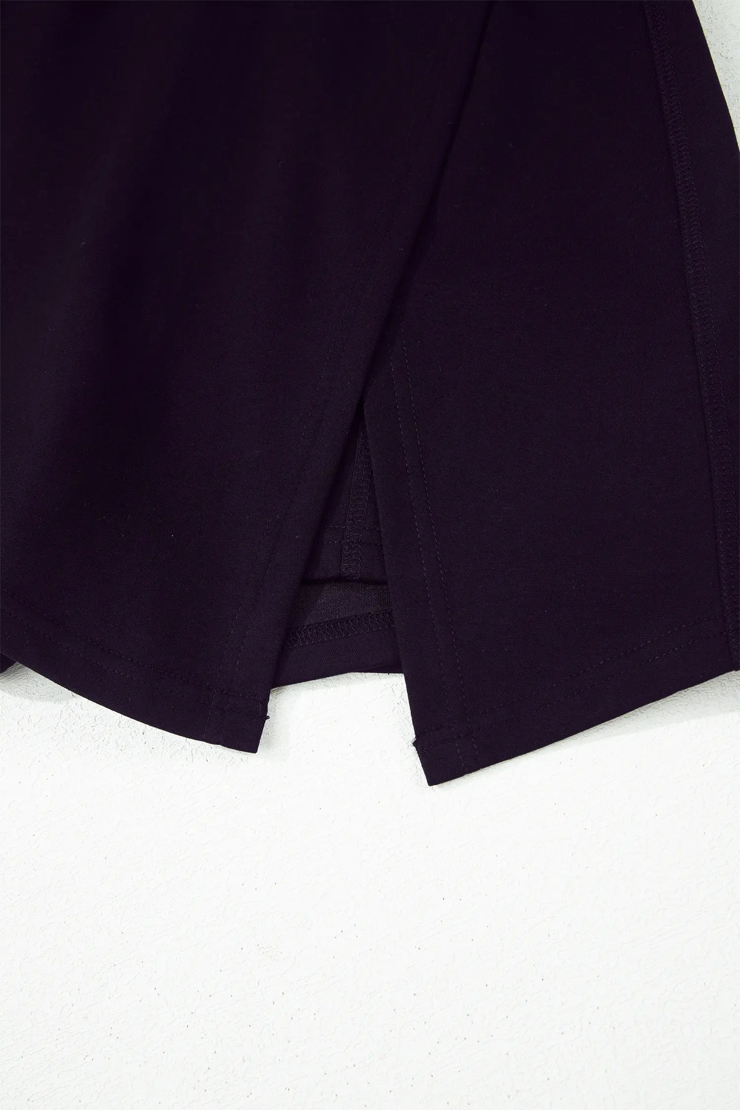 Black Solid Color Wrapped Side Slit Skort