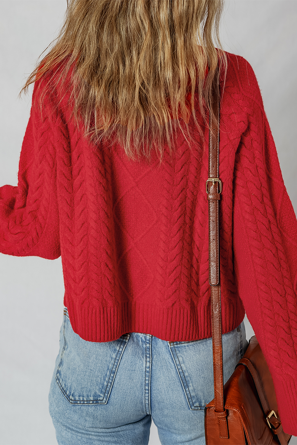 Red Cable Knit Baggy Sweater Dear-Lover Dropshipping