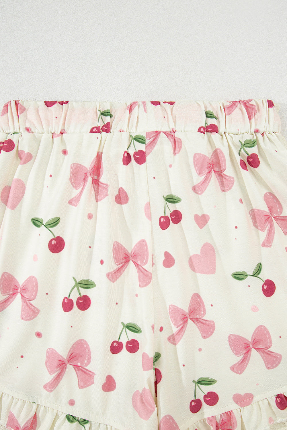 White Floral Print Contrast Pipping Short Pyjamas Set eAura