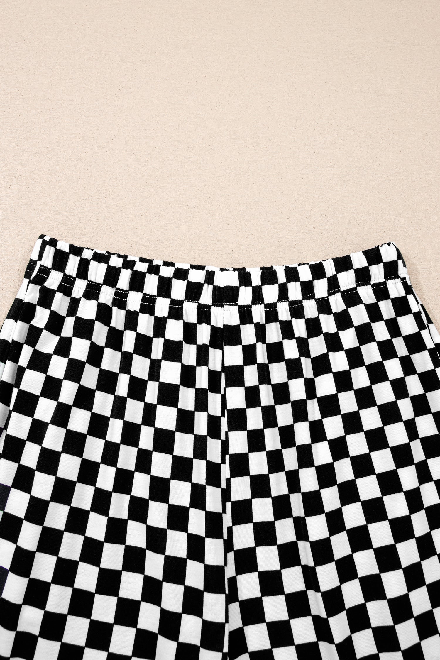 Checkered Print Half Sleeve Tee 2pcs Lounge Pant Set – Rose