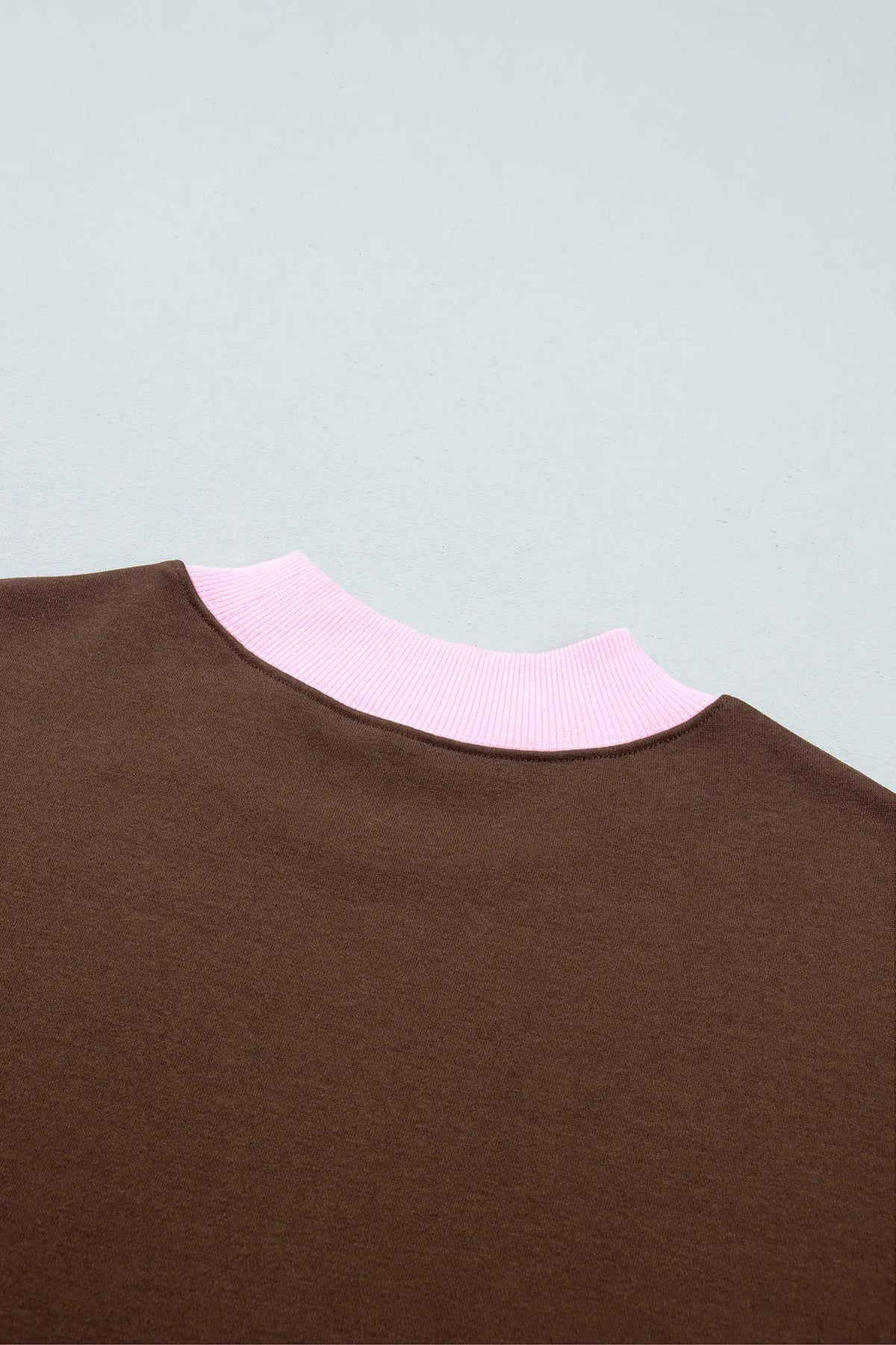 Colourblock Trim Crewneck Long Sleeve Pullover Sweatshirt – Pink