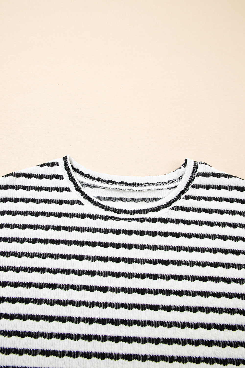Black Stripe Knitted Short Sleeve Top and Drawstring Shorts Set eAura