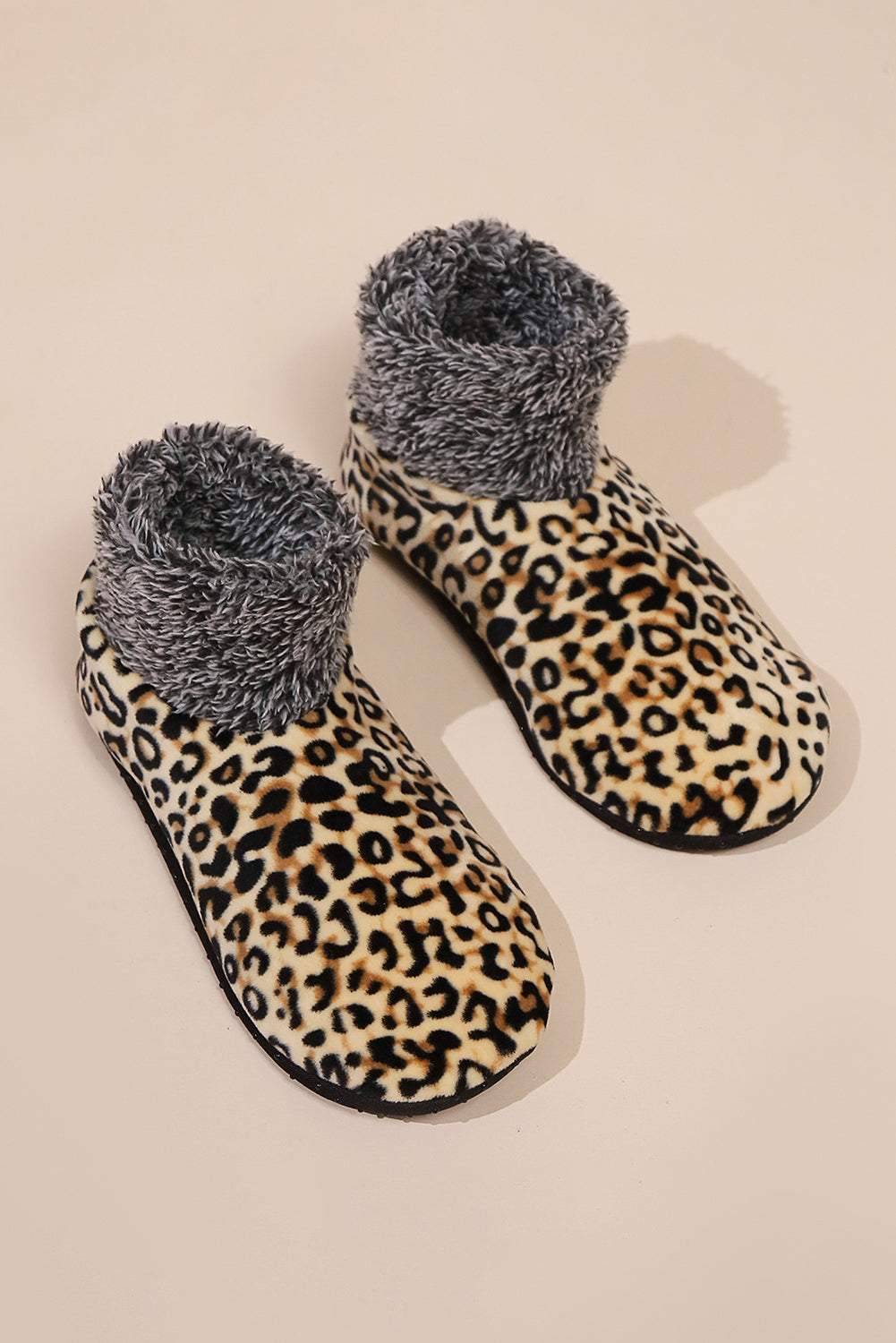 Leopard Print Anti Slip Warm Slipper Socks