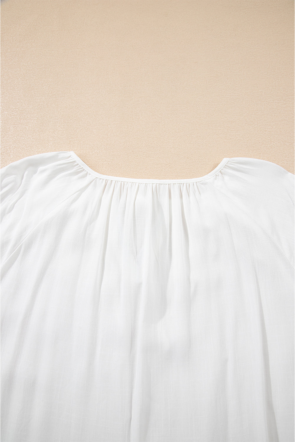 Floral Embroidered Drawstring V-Neck Blouse - Tops/Blouses & Shirts