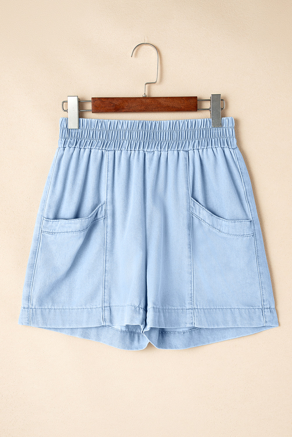 Beau Blue Light Wash Pocketed Wide Leg Denim Shorts eAura