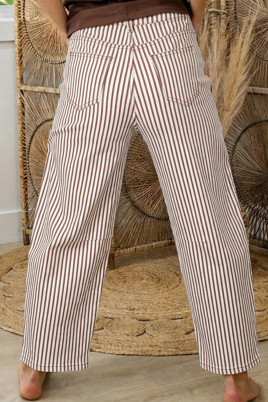 Striped Barrel Jeans – Brown, Khaki & Sky Blue