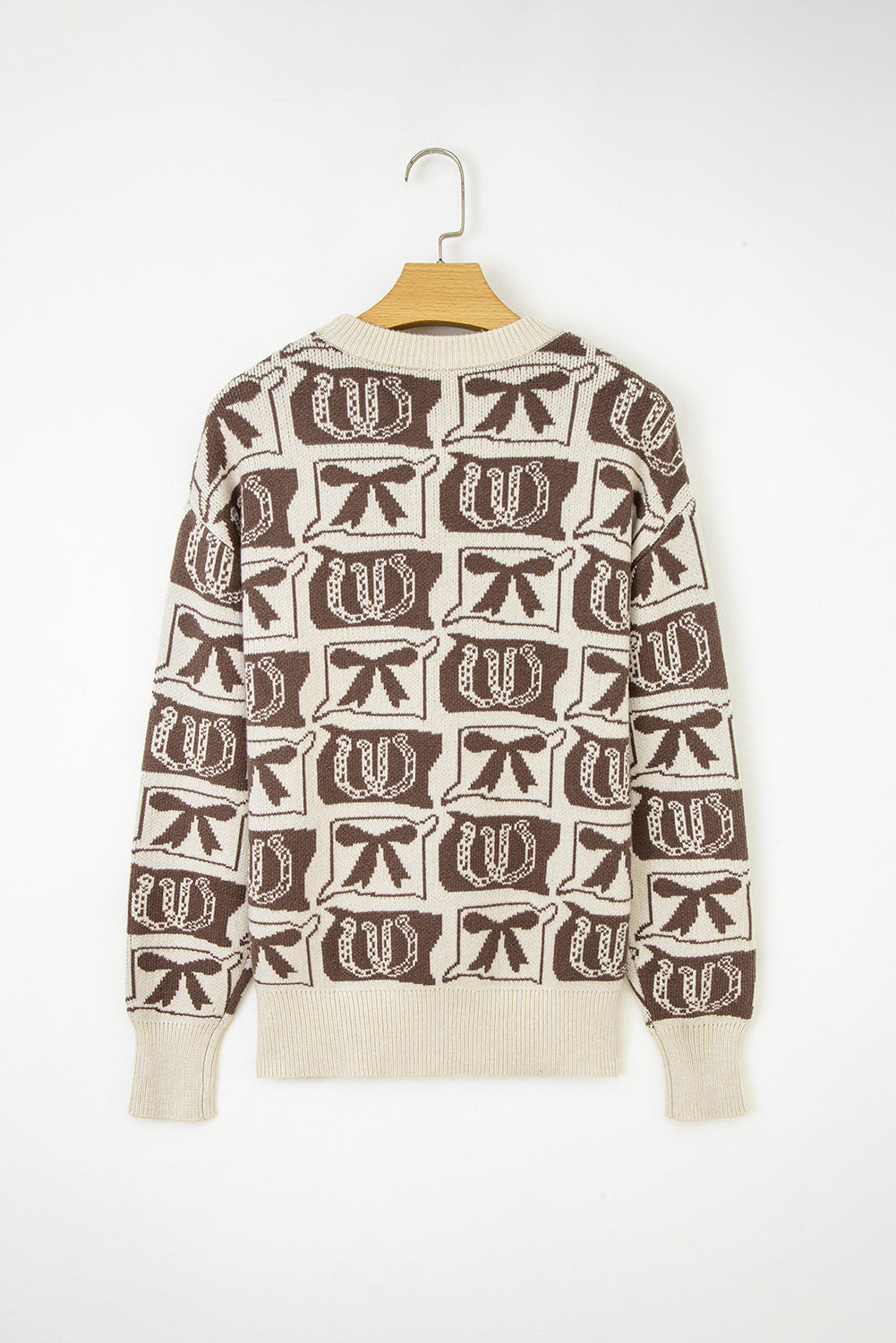 Bows & Horseshoes Pattern Western Fashion Print Sweater eAura