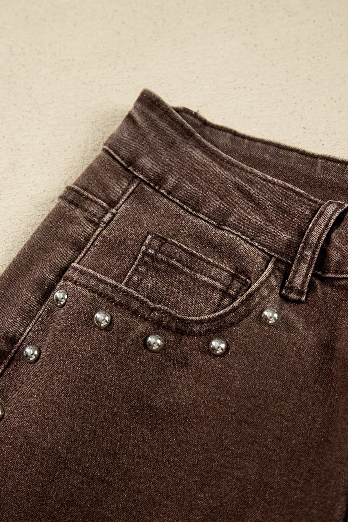 Studded Detail Straight Leg Casual Loose Jeans – Black
