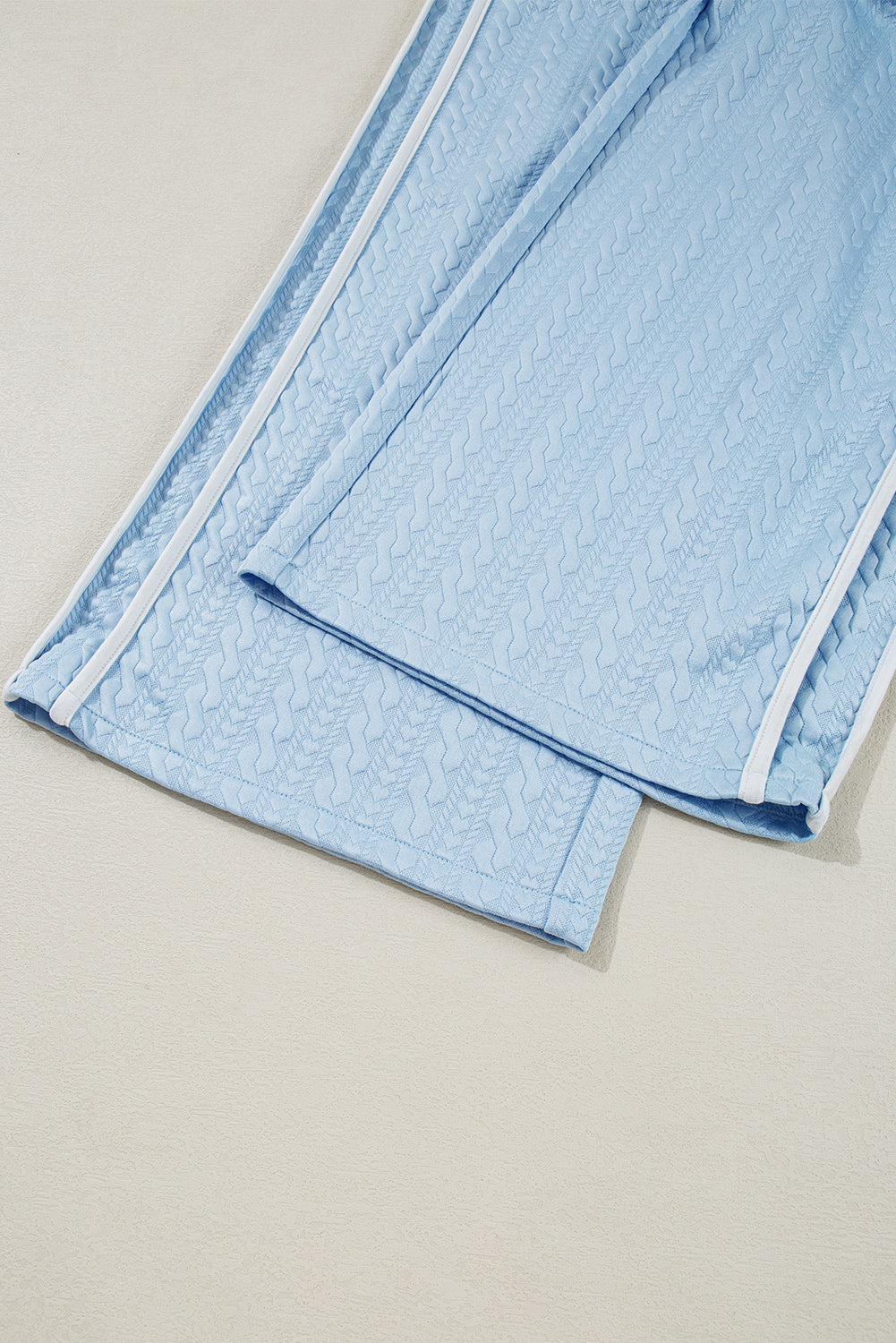 Beau Blue Textured Colourblock Edge Tank Top High Waist Trousers Set eAura