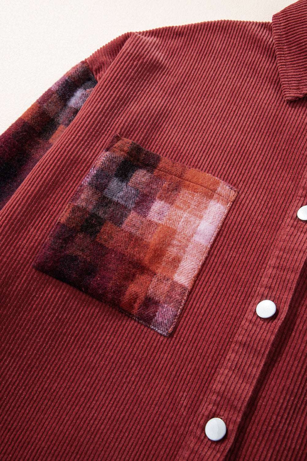 Gold Flame Checker Patchwork Raw Edge Oversized Corduroy Jacket eAura