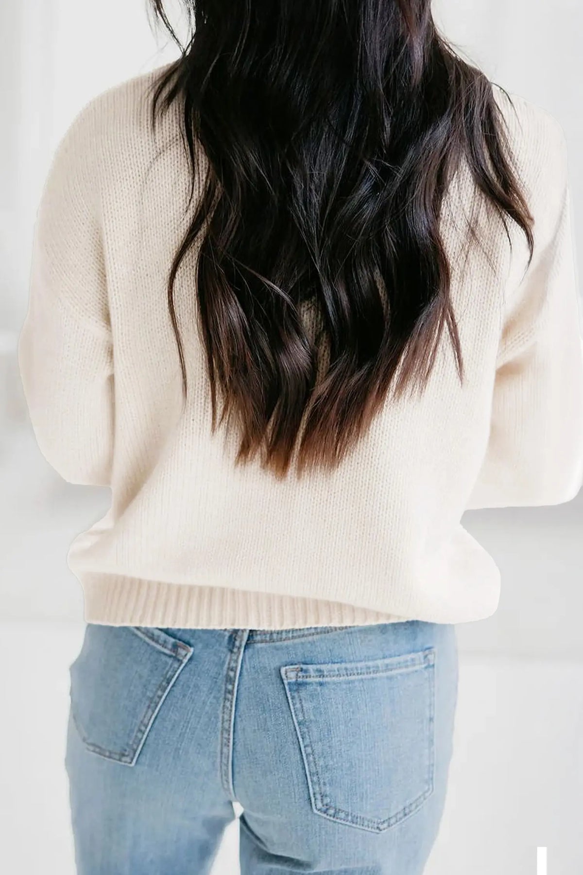 Go Team Football Drop Shoulder Knit Top Sweater – Beige