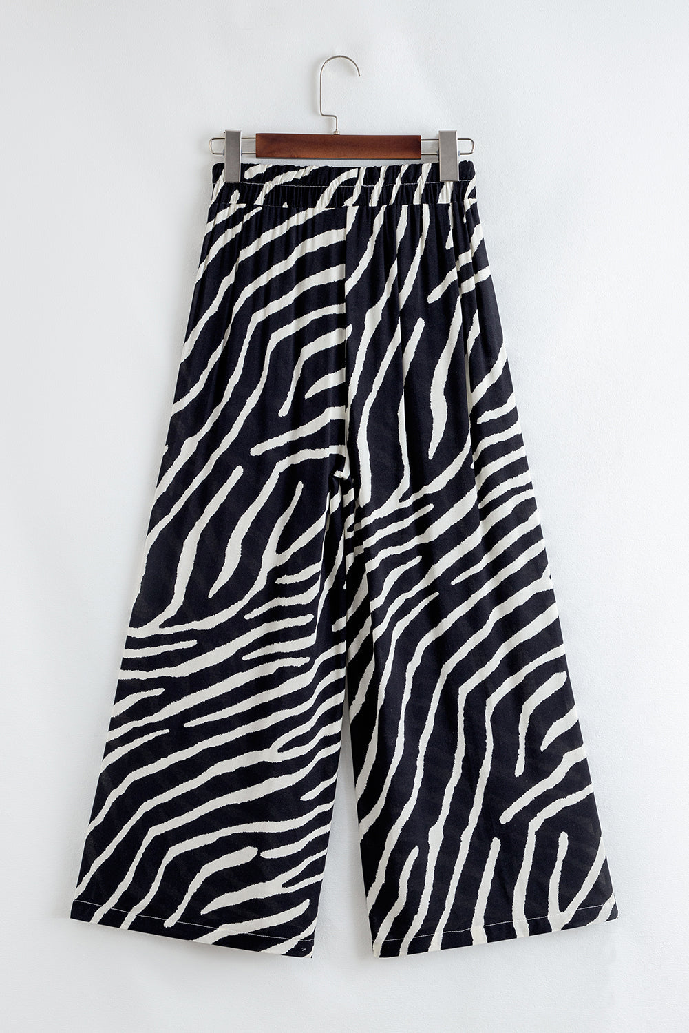 Black Zebra Striped Summer Wide Leg Trousers eAura