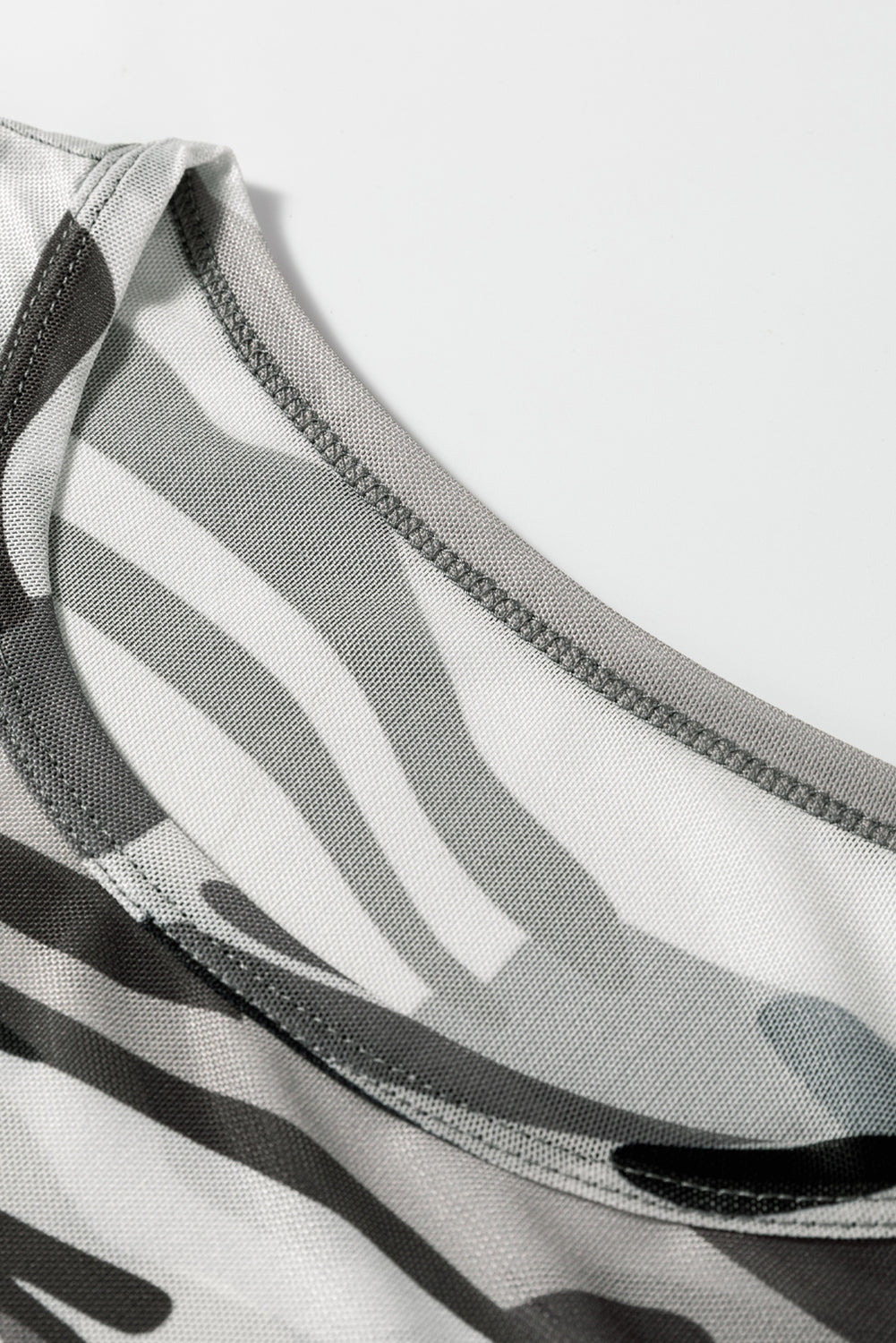 Camouflage Print Mesh Long Sleeve Top - eAura