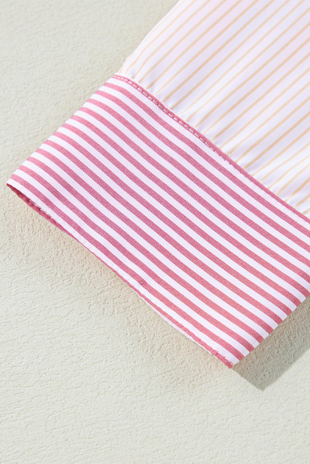 Pink Stripe Print Colourblock Plus Size Shirt BB Fashion Outlet