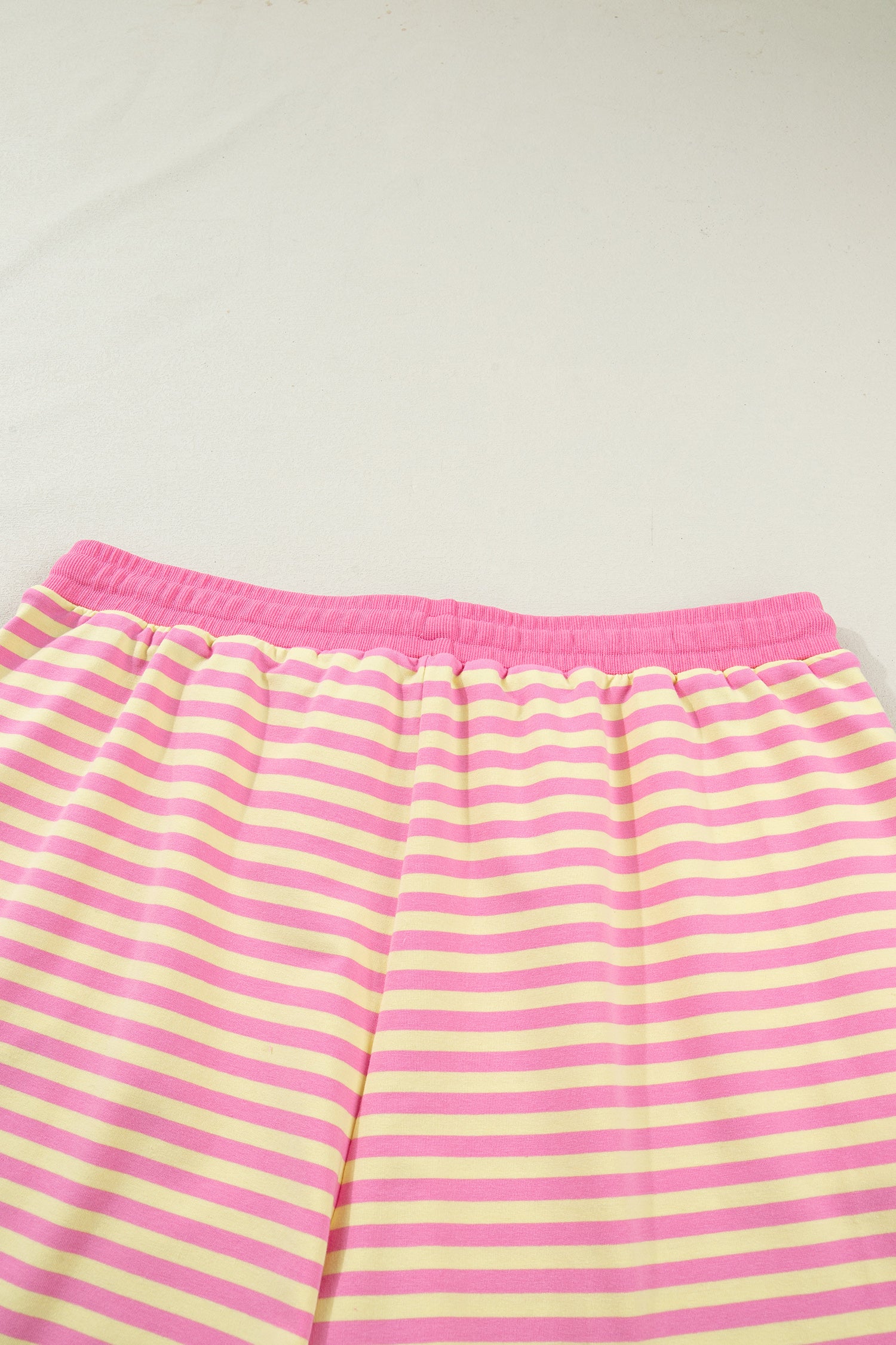 Stripe Boxy Tee Drawstring Elastic Waist Plus Size Short Co-ord Set