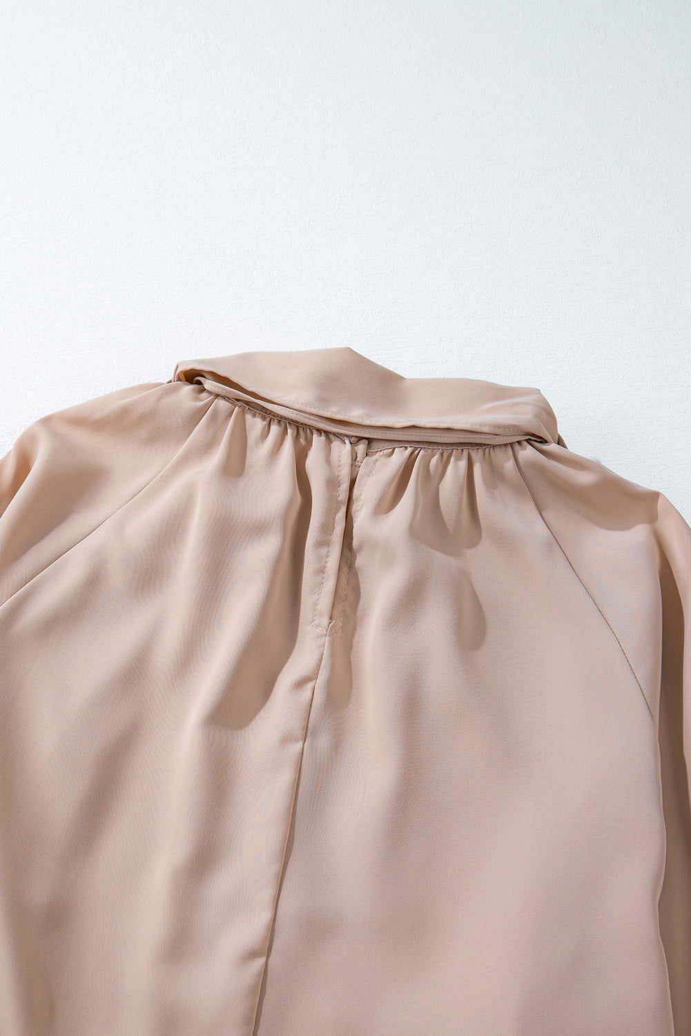 Khaki Frilled Knotted Mock Neck Bishop Sleeve Blouse Dear-Lover Dropshipping