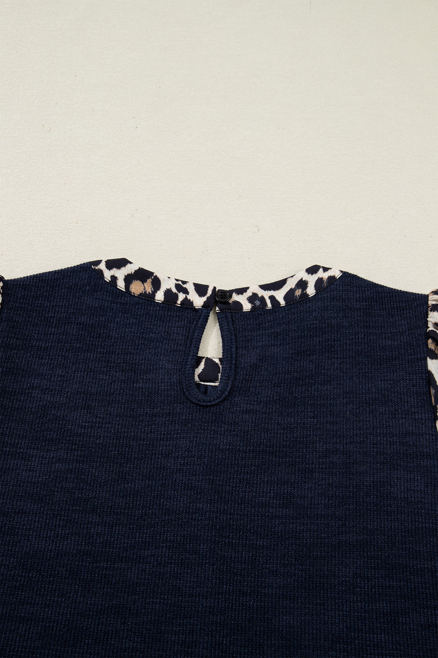 Contrast Leopard Short Sleeve Ribbed Top - Tops/Tops & Tees
