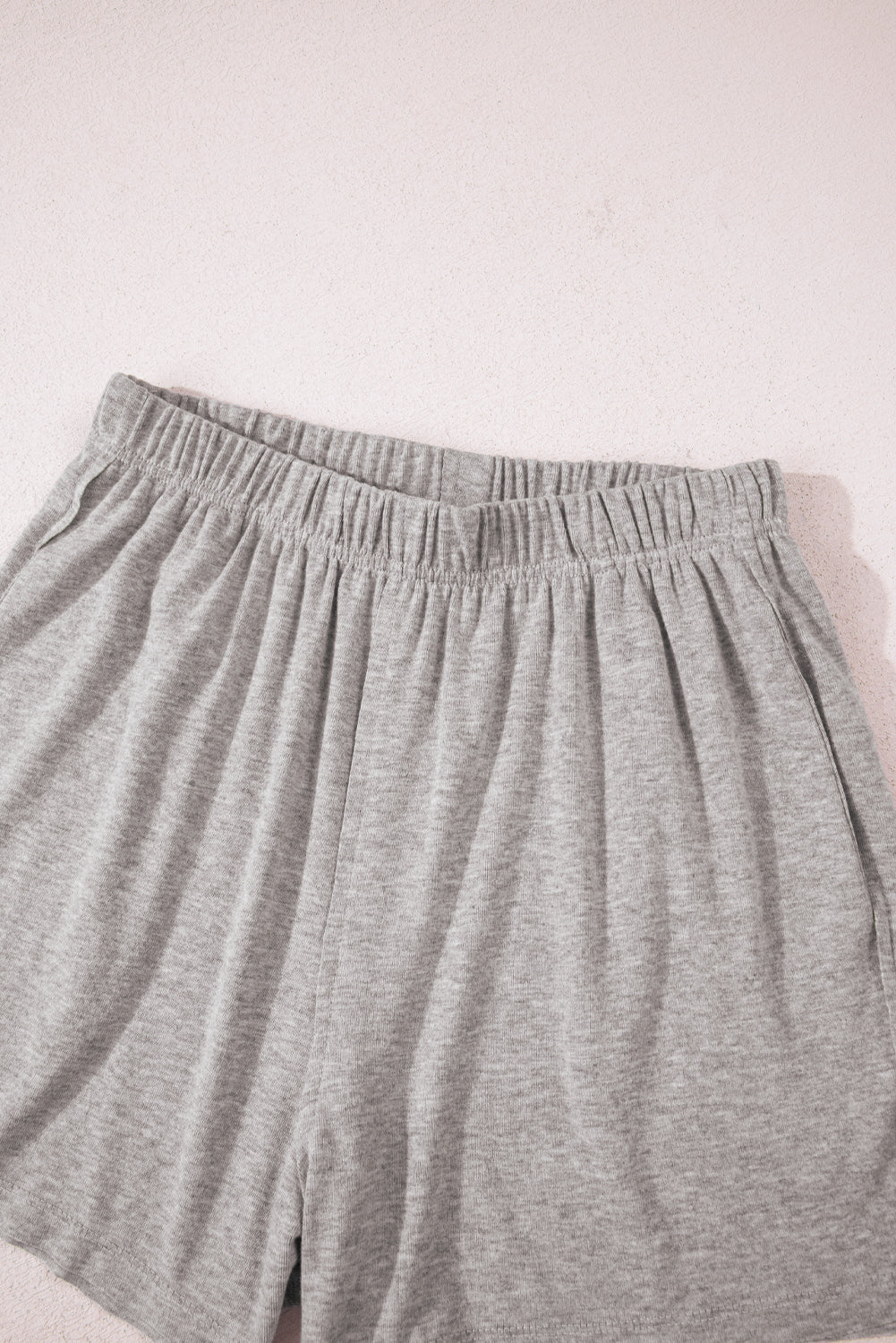 Grey Solid Colour Loose Tee 2 Piece Shorts Set eAura