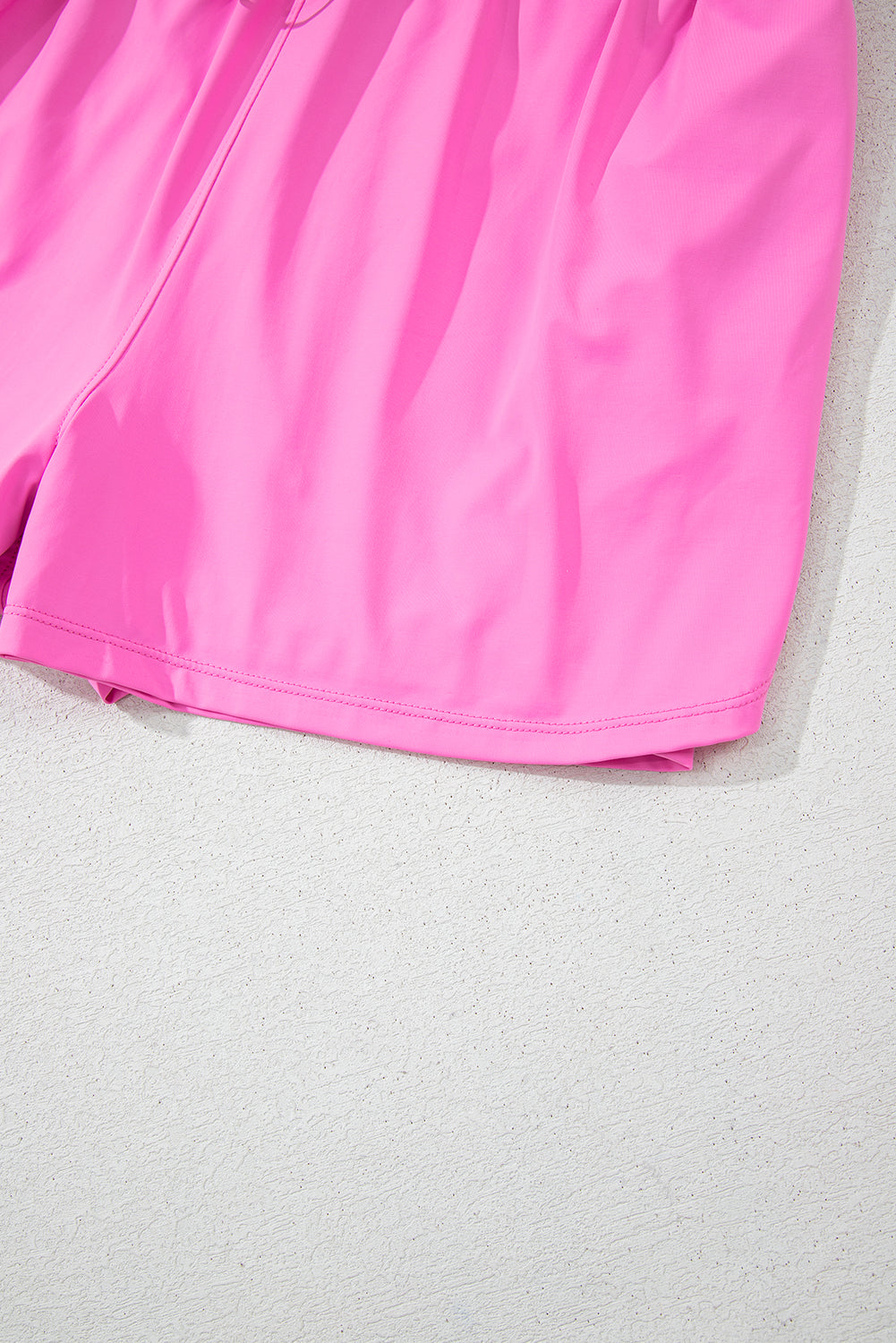 Sachet Pink Plain Sleeveless Loop Drawstring Cinched Waist Romper BB Fashion Outlet