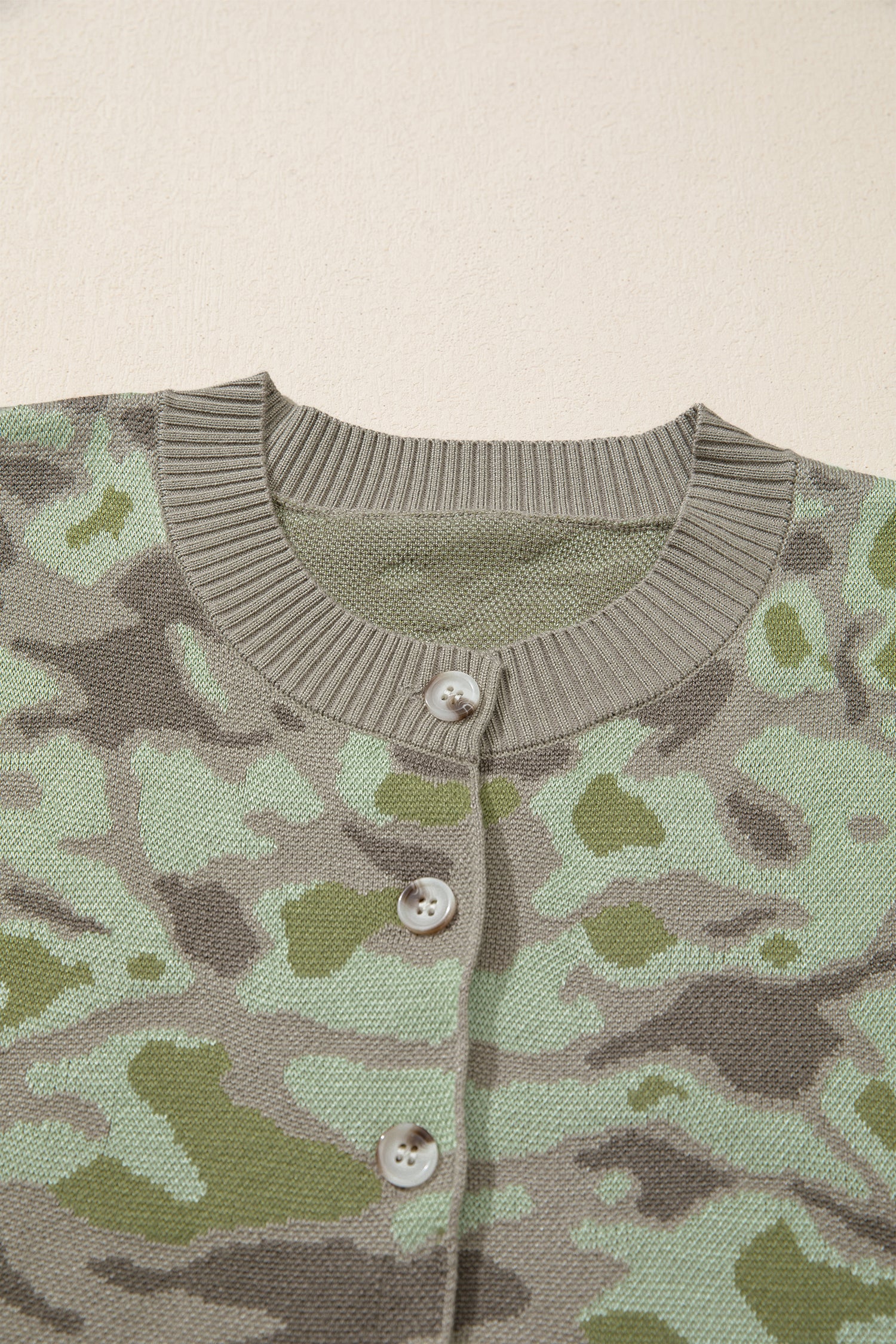 Camo Print Button Front Loose Sweater Vest – Green