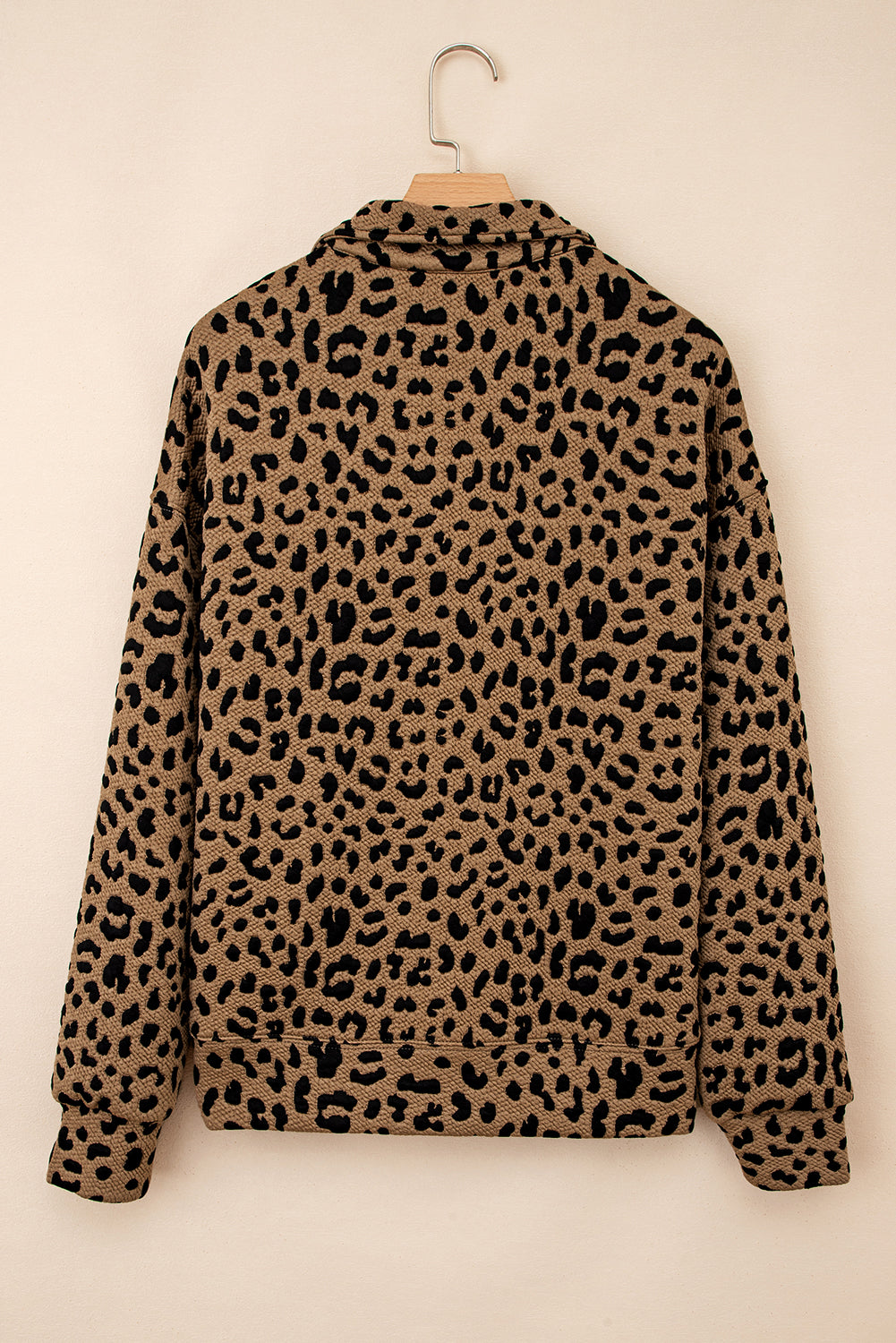 Leopard Print Quarter Zip Sweatshirt - Tops/Sweatshirts & Hoodies