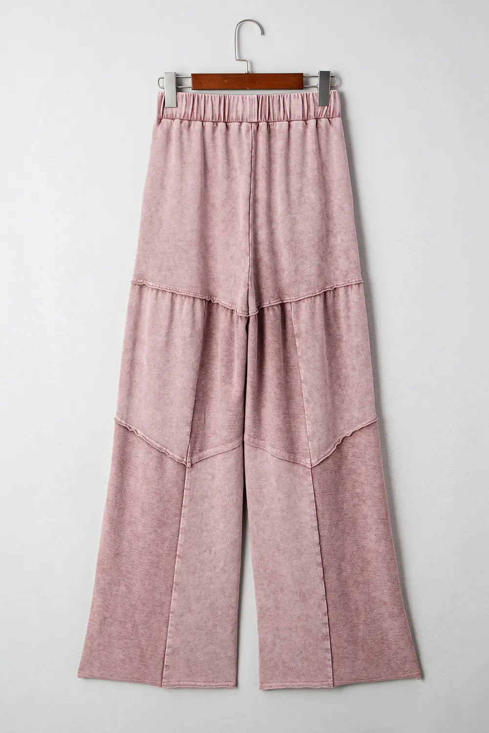 Vineyard Green Mineral Wash Tiered Wide Leg Patchwork Drawstring Pants