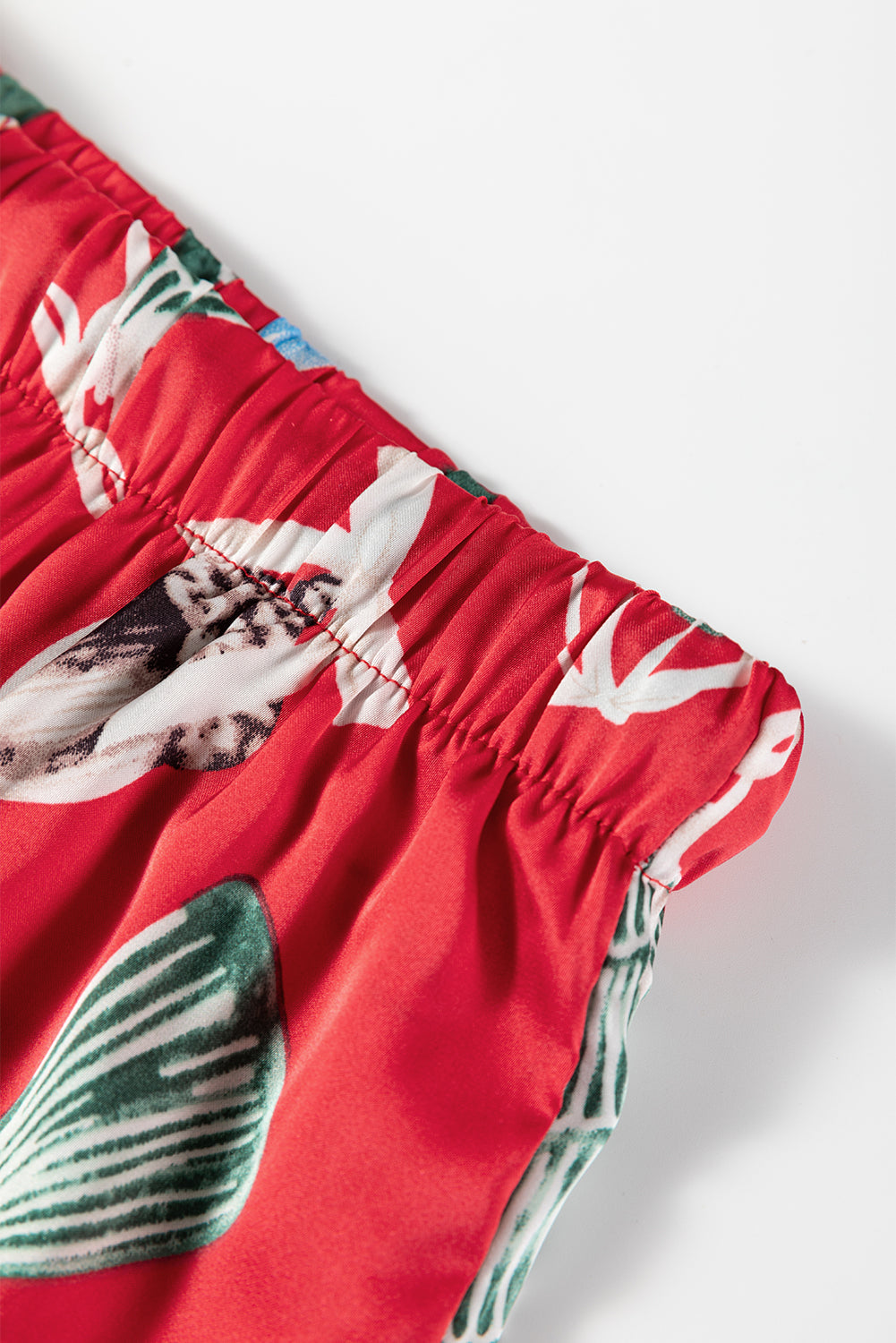 Red Christmas Contrast Ruffle Trim Ribbon Bow Knot Pyjamas - eAura