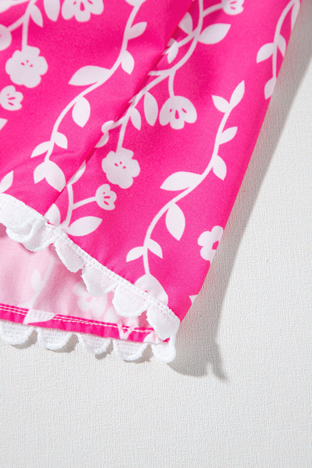 Pink Floral Print Ric Rac Patched Sleeveless Mini Dress eAura