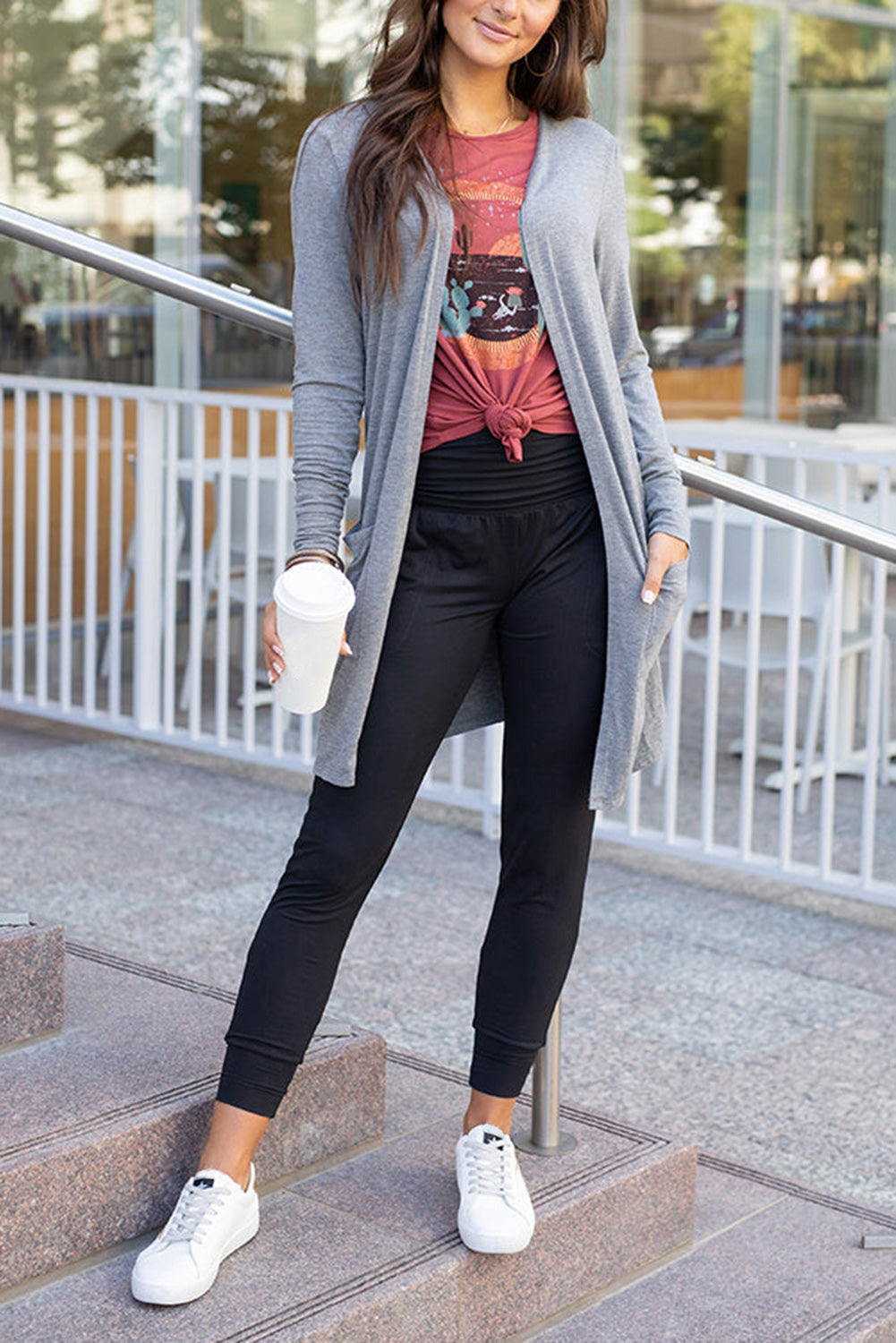 Black High Waist Pleated Pocket Leggings Beagle Boutique Fashion Outlet