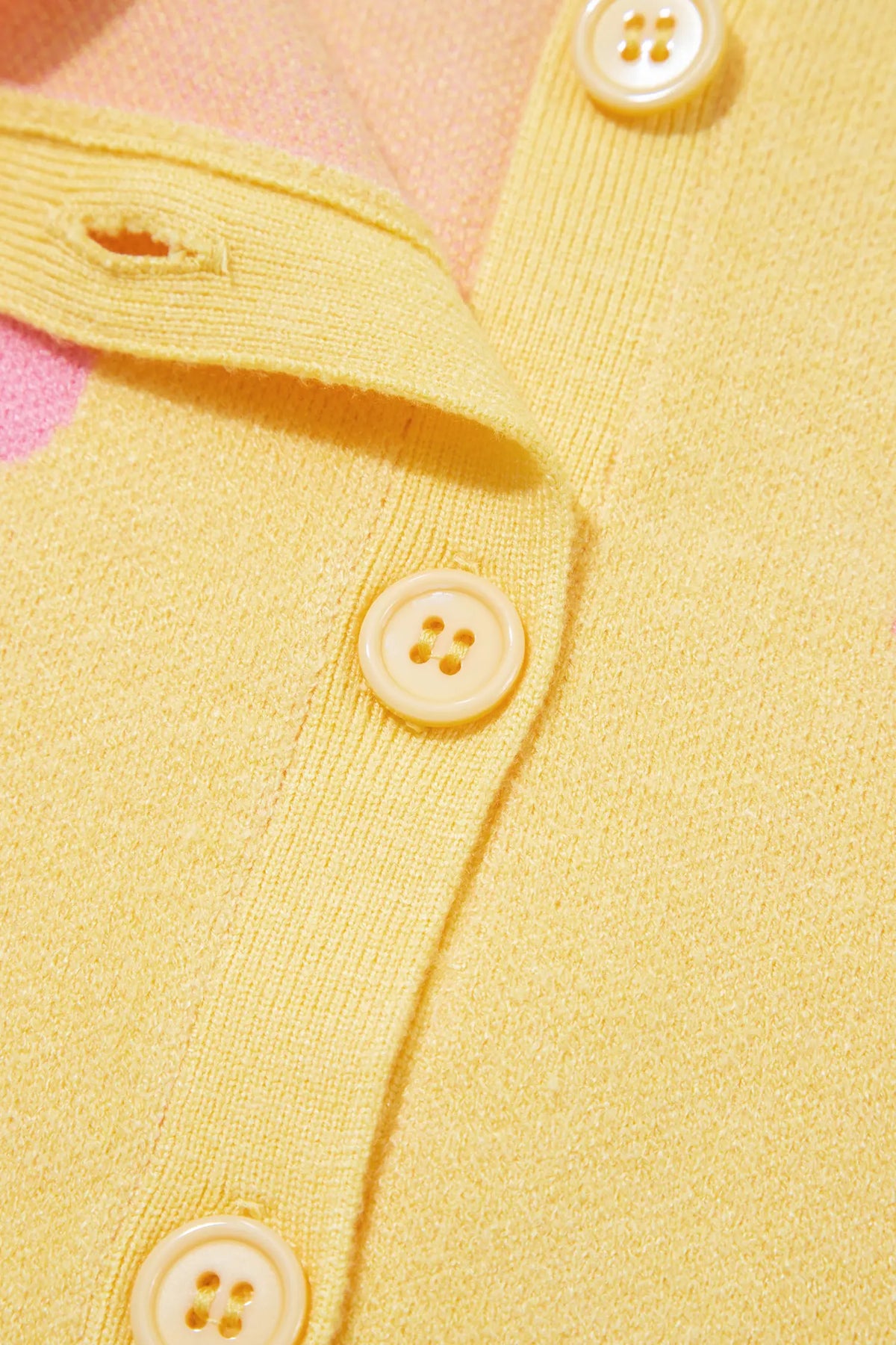 Casual Polka Dot Button Front Long Sleeve Sweater Cardigan – Yellow