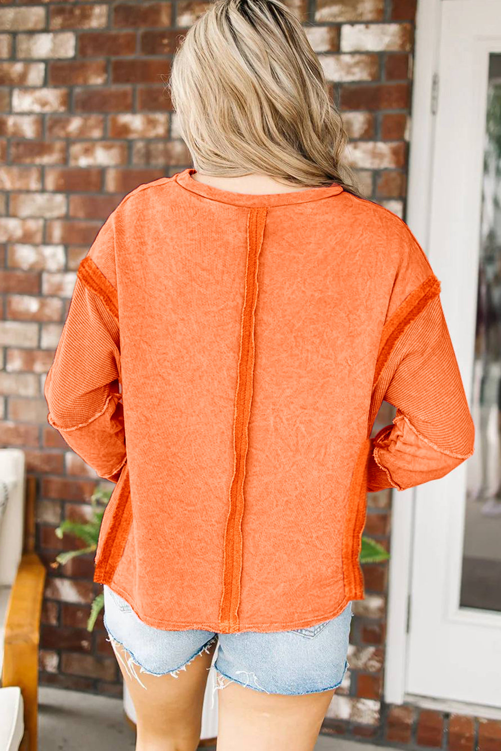 Exposed Seamed High Low Raw Edge Sweatshirt eAura