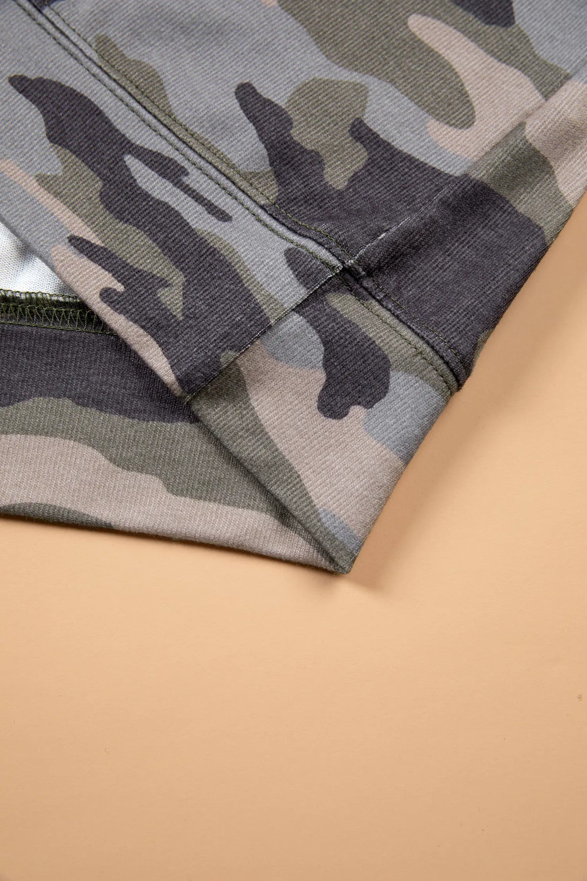 Camo Print Long Sleeve Plus Size Blouse – Green