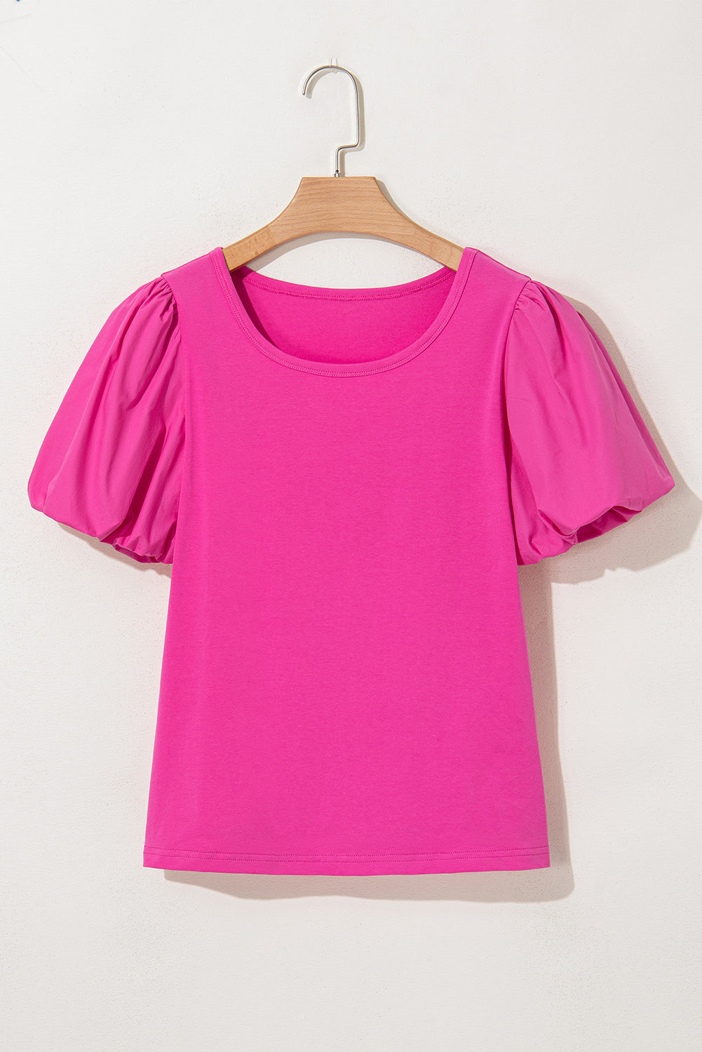 Casual Round Neck Bubble Sleeve T-shirt eAura