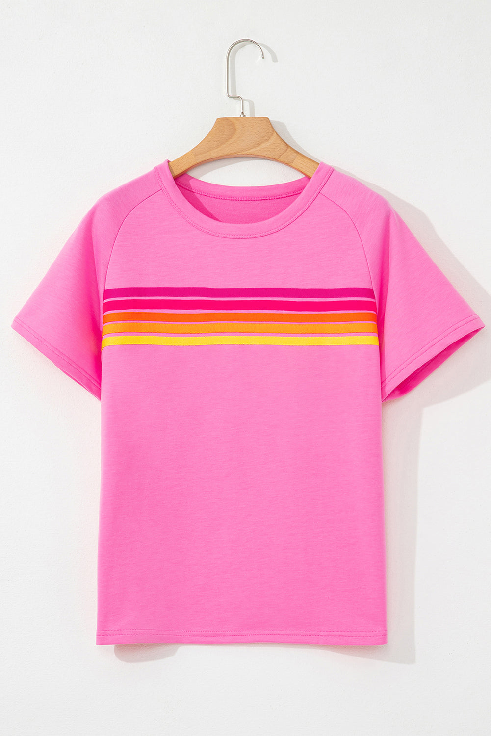 Bonbon Striped Patch Front Casual Tee eAura