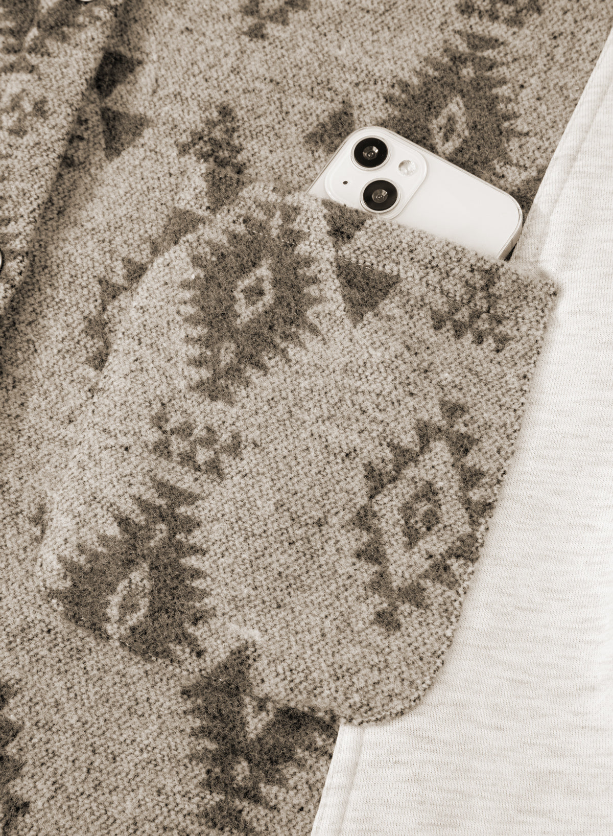 Western Aztec Print Patchwork Drawstring Hooded Shacket - eAura