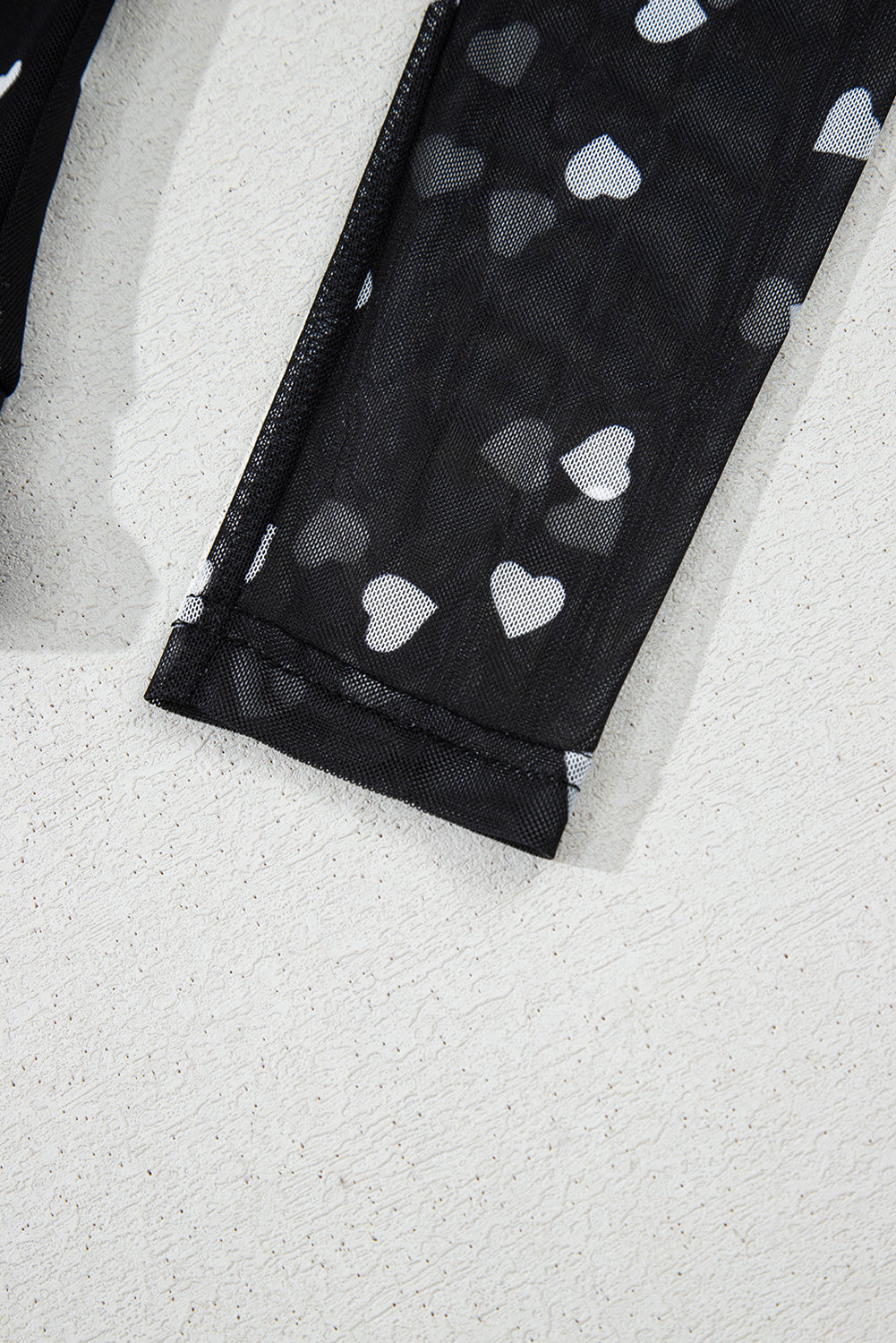 Black Heart Shape Mesh Patchwork Square Neck Bodysuit eAura