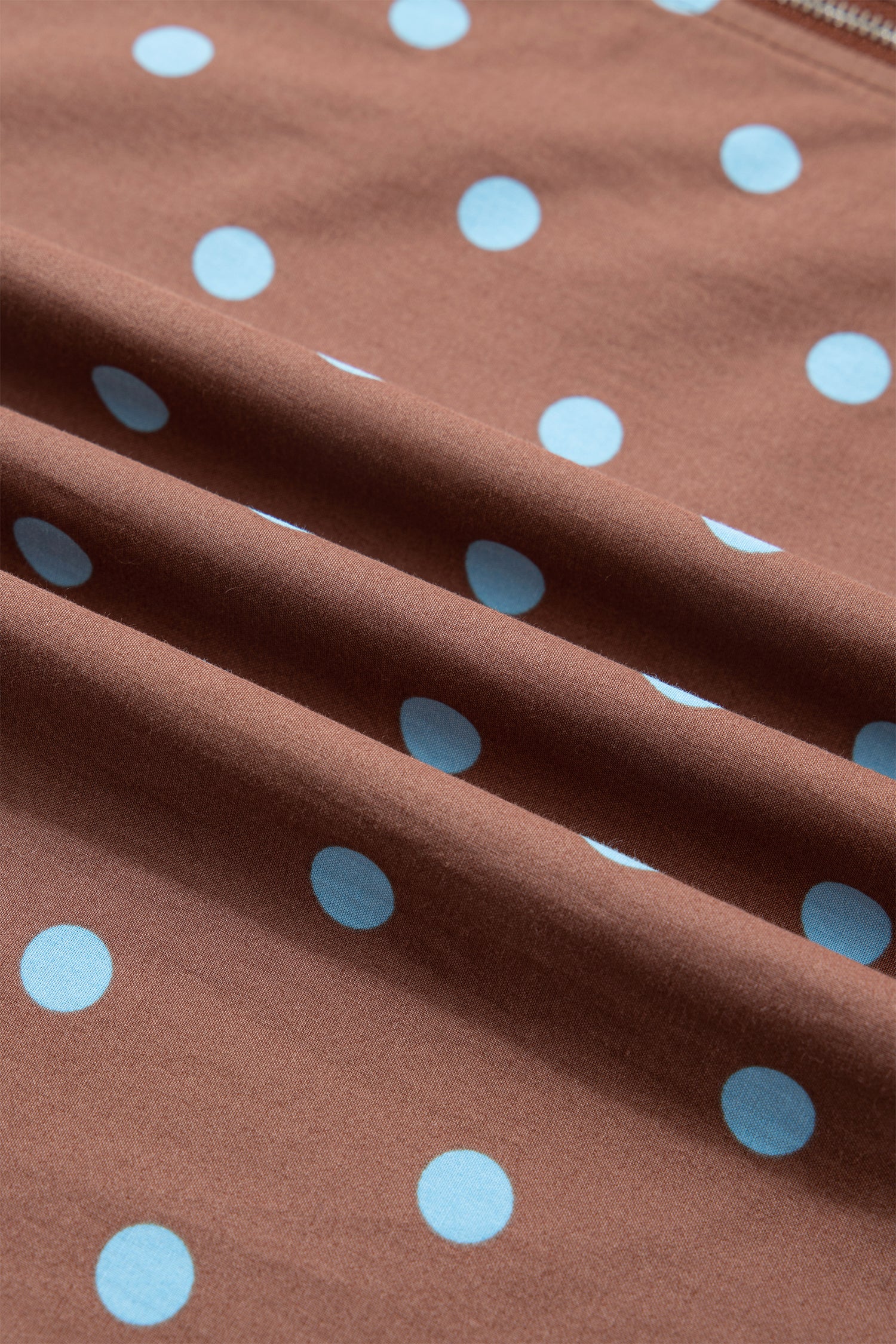 Polka Dot Print Contrast Trim V-Neck Zip Up Sleeveless Dress